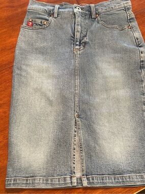 Guess Light Blue Denim Skirt with Front Seam